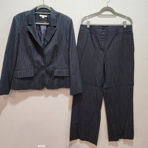 2 Piece Navy Pantsuit w/purple and white pinstripes
